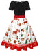 1950s Christmas Tree Patchwork Bow Belted Swing Dress - vintage dress, retro fashion, rockabilly