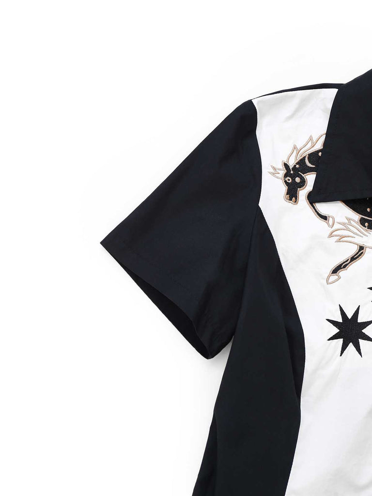 1950s Cotton Western-Inspired Embroidered Horse&Star Dress - vintage dress, retro fashion, rockabilly