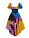 Multicolor 1950s Sweetheart Neck Patchwork Sally Dress - vintage dress, retro fashion, rockabilly