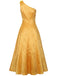 1950s One-Shoulder Jacquard Judy Cosplay Dress With 3D Floral Hairband - vintage dress, retro fashion, rockabilly