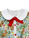 1950s Rabbit Floral Button Bow Peter Pan Collar Dress - vintage dress, retro fashion, rockabilly