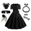 1950s Square Neck Short Sleeves Dress With Accessories Set - vintage dress, retro fashion, rockabilly