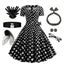1950s Square Neck Short Sleeves Dress With Accessories Set - vintage dress, retro fashion, rockabilly