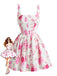 White 1950s Pink Floral Square-Neck Sleeveless Mini Dress - vintage dress, retro fashion, rockabilly