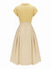 Yellow 1950s Johnny Collar Pleated Patchwork Cotton Dress - vintage dress, retro fashion, rockabilly
