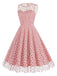 1950s Flocked Heart Mesh Patchwork Dress: where 1950s romance meets her modern spirit