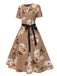 1950s Floral Bow Short Sleeve Swing Dress, vintage dress, retro fashion, rockabilly, pin-up fashion - perfect for women who love vintage and retro fashion