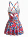 Red 1950s Color Block Skirted One Piece Swimsuit, vintage skirt, retro style - perfect for women who love vintage and retro fashion