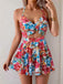 Red 1950s Color Block Skirted One Piece Swimsuit, vintage skirt, retro style - perfect for women who love vintage and retro fashion