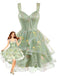 Blue 1930s Floral Mesh Classic Dress 4