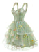 Blue 1930s Floral Mesh Classic Dress 8