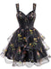 Blue 1930s Floral Mesh Classic Dress