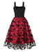 She slips into this 1950s Floral Flocked Mesh Swing Dress and suddenly it's a 1950s daydream