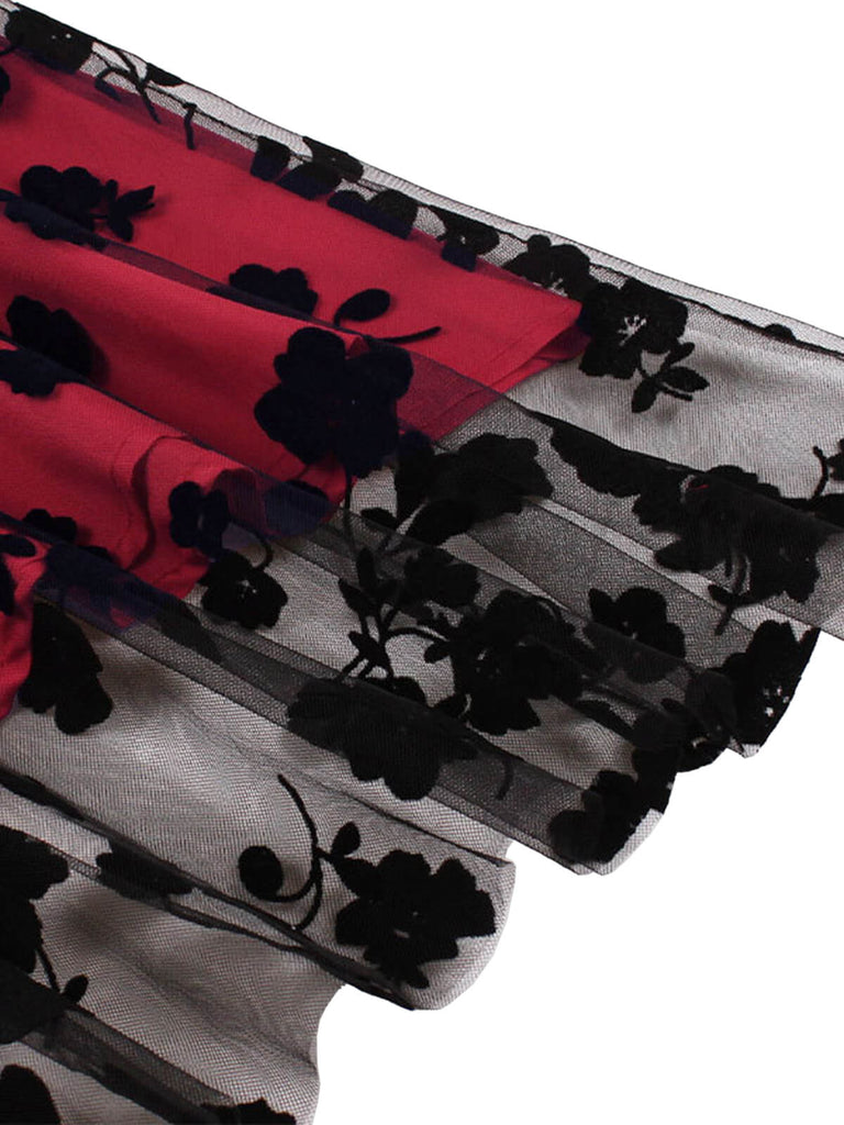 1950s Floral Flocked Mesh Swing Dress: where 1950s romance meets her modern spirit
