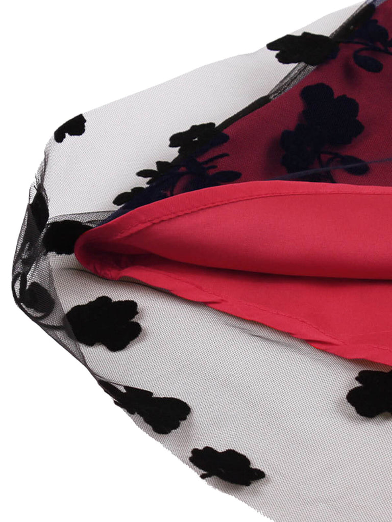 This 1950s Floral Flocked Mesh Swing Dress wraps her in 1950s elegance, one twirl at a time