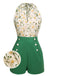 Side view: 1950s 1950s Floral Halter Lace-up Vintage Romper, perfect for vintage themed parties and retro fashion enthusiasts
