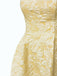 Yellow 1950s Floral Jacquard Textured Spaghetti Strap Midi Dress - vintage dress, retro fashion, rockabilly