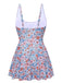 This 1950s Floral Knot Wide Strap Skirt Swimsuit carries 1950s vacation dreams in every stitch