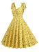 1950s Floral Lace-Up Shoulder V-Neck Swing Dress — vintage elegance for the modern woman