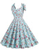 1950s Floral Lace-Up Shoulder V-Neck Swing Dress — vintage elegance for the modern woman