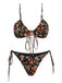 1950s Floral Lace-Up Spaghetti Strap Bikini Set, vintage swimsuit, pin-up swimwear - perfect for women who love vintage and retro fashion