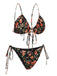1950s Floral Lace-Up Spaghetti Strap Bikini Set, vintage swimsuit, pin-up swimwear - perfect for women who love vintage and retro fashion
