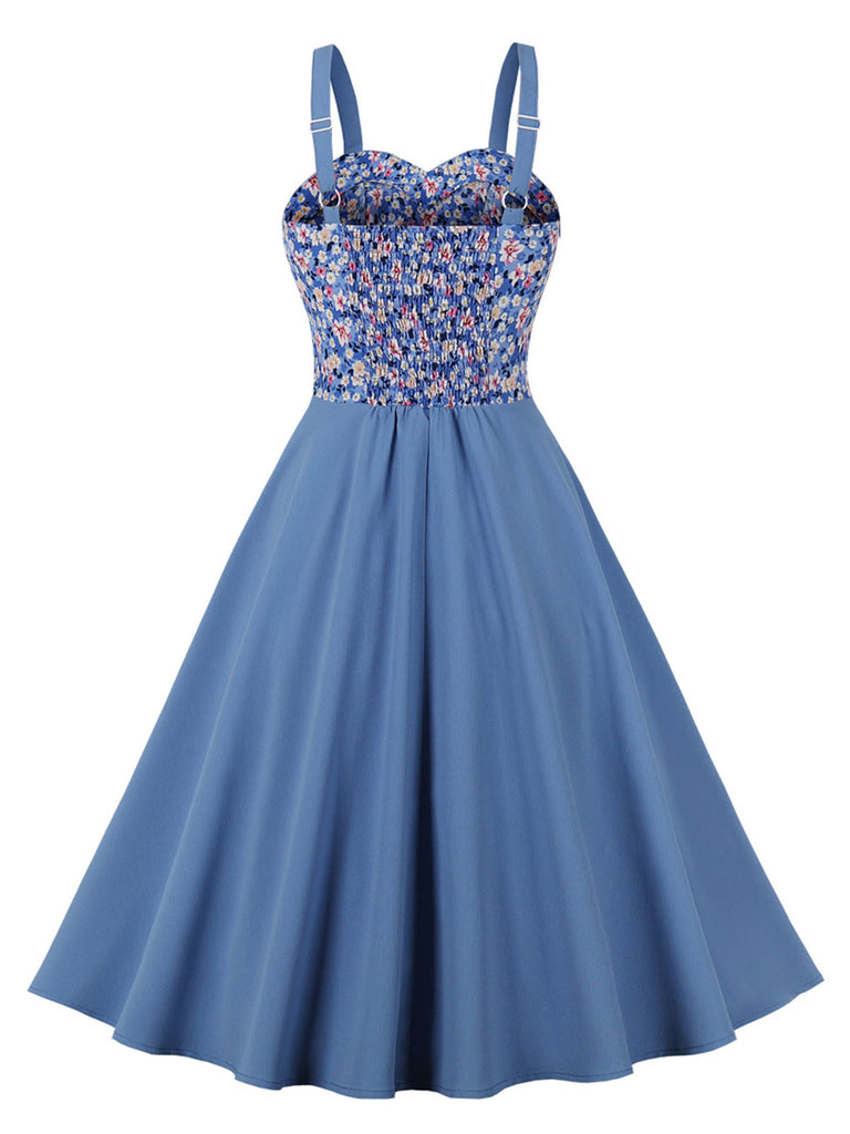 1950s Floral Patchwork Strap Swing Dress: timeless style reimagined