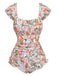 1950s Floral Ruffled Cap Sleeve One-Piece Swimsuit - vintage swimsuit, pin-up swimwear for vintage lovers