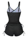 1950s Floral Solid Lace-Up Tankini Set - vintage fashion, retro style