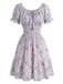1950s Floral Square Neck Ruffle Dress 10