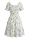 1950s Floral Square Neck Ruffle Dress 2