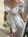 1950s Floral Square Neck Ruffle Dress 5
