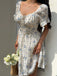 1950s Floral Square Neck Ruffle Dress 8