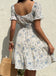 1950s Floral Square Neck Ruffle Dress 9