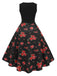 She wears 1950s Floral Swing Dress with vintage grace