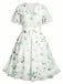 [Plus Size] 1950s Floral V-Neck A-Line Chiffon Dress, vintage dress, retro fashion, rockabilly, pin-up fashion - perfect for women who love vintage and retro fashion