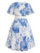 [Plus Size] 1950s Floral V-Neck A-Line Chiffon Dress, vintage dress, retro fashion, rockabilly, pin-up fashion - perfect for women who love vintage and retro fashion