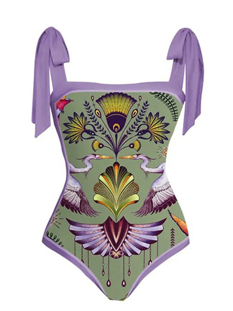 1950s Forest Animals Lace-up Swimsuit & Cover-up — vintage elegance for the modern woman