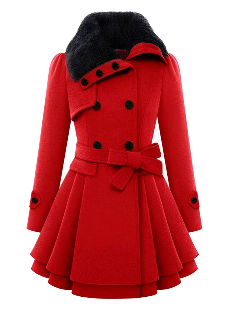 1950s Fur Collar Waisted Winter Coat — 1950s sophistication that wraps her in quiet power