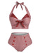 1950s Gingham Halter Bowknot Bikini Set - vintage fashion, retro style
