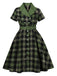 1950s Gingham Plaid Button Lapel Belted Dress - vintage dress, retro fashion, rockabilly