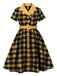 1950s Gingham Plaid Button Lapel Belted Dress - vintage dress, retro fashion, rockabilly