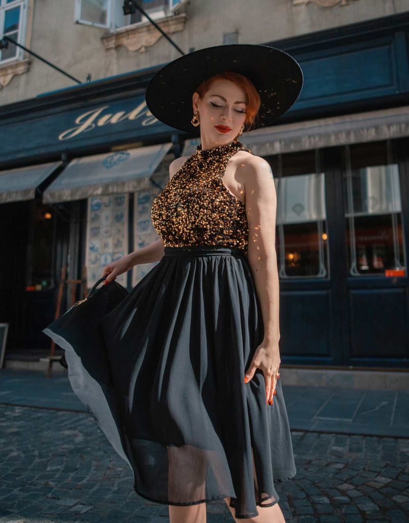 1950s Glitter Patchwork Dress: where 1950s romance meets her modern spirit
