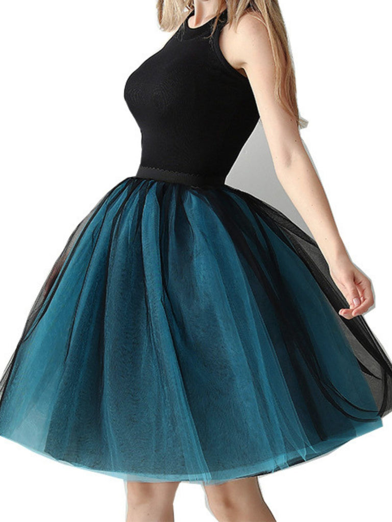 Gradient 1950s Ribbon Belt Mesh Underskirt Petticoat - vintage skirt, retro style
