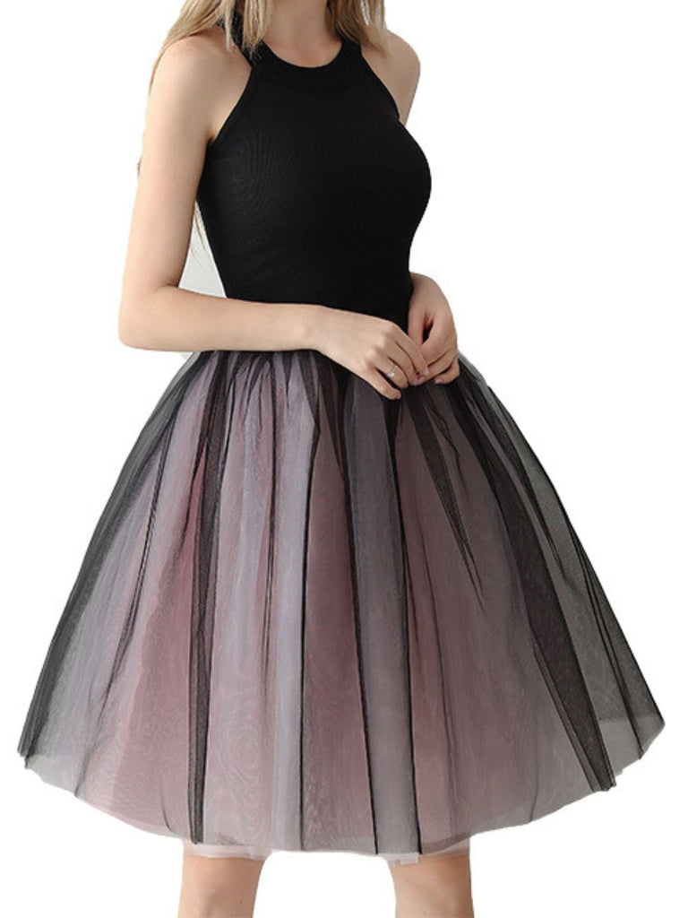 Gradient 1950s Ribbon Belt Mesh Underskirt Petticoat - vintage skirt, retro style