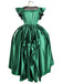 Green 1950s Wednesday Addams Inspired Satin Costume Set - vintage fashion, retro style, elegant red