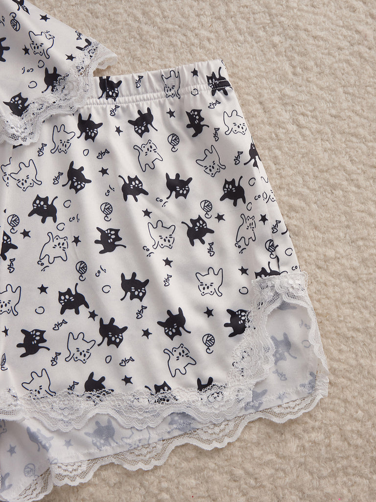 White 1950s Floral Lace Bow Nightgown 11