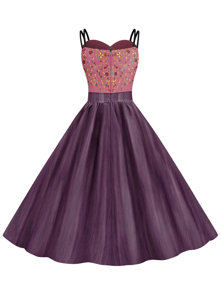 This 1950s Halloween Double Straps Patchwork Dress wraps her in 1950s elegance, one twirl at a time