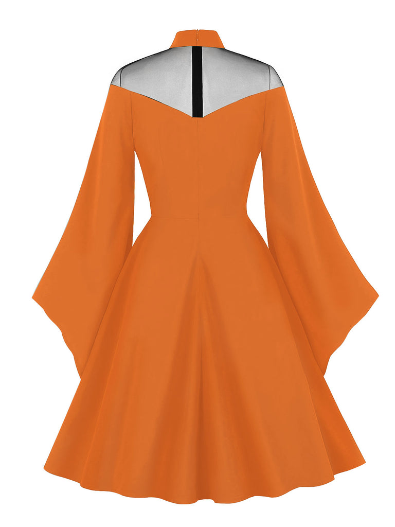 1950s Halloween Flare Sleeve Swing Dress — vintage elegance for the modern woman