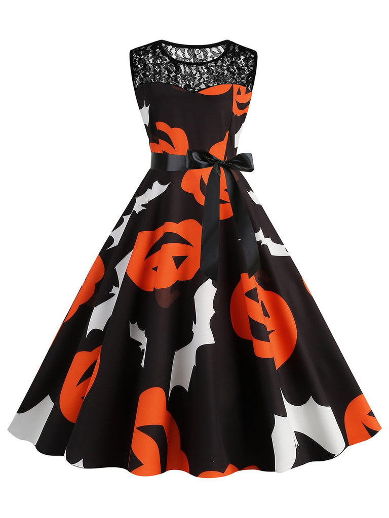 1950s Halloween Lace Patchwork Sleeveless Dress, vintage dress, retro fashion, rockabilly, pin-up fashion - perfect for women who love vintage and retro fashion